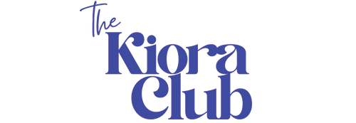 Logo of The Kiora Club with a blue text on a white background